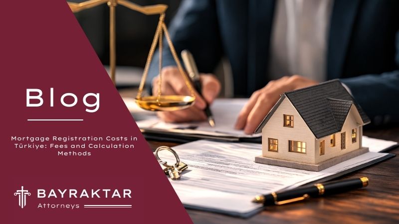 Lawyer signing real estate documents with house model and keys on desk symbolizing property used as collateral in a mortgage transaction in Türkiye.