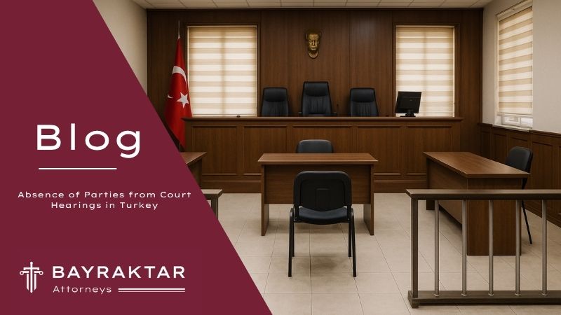 Courtroom with empty defendant and plaintiff seats in Türkiye, representing legal consequences of not attending hearings.