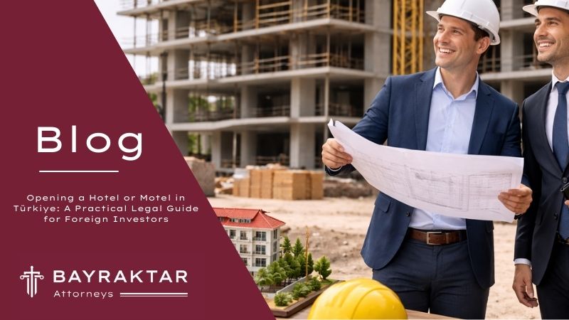 A professional office scene illustrating the legal and administrative process of obtaining a hotel or motel operating license in Türkiye