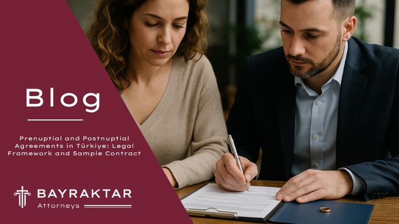 A professional couple seated across from a lawyer, discussing a marriage contract in a formal office setting.